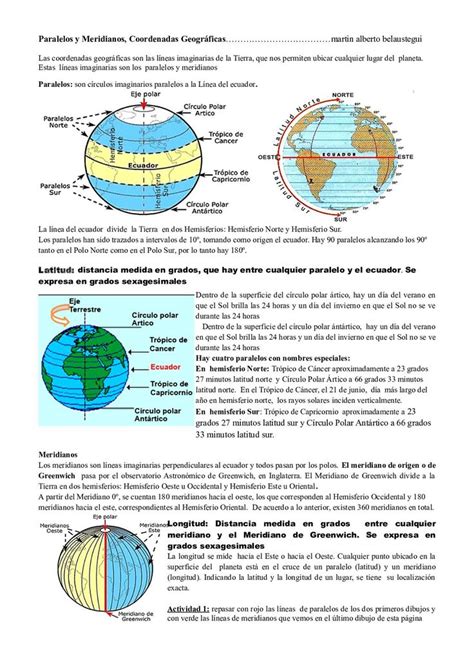Paralelos Y Meridianos Coordenadas Geográficas Paralelos Y
