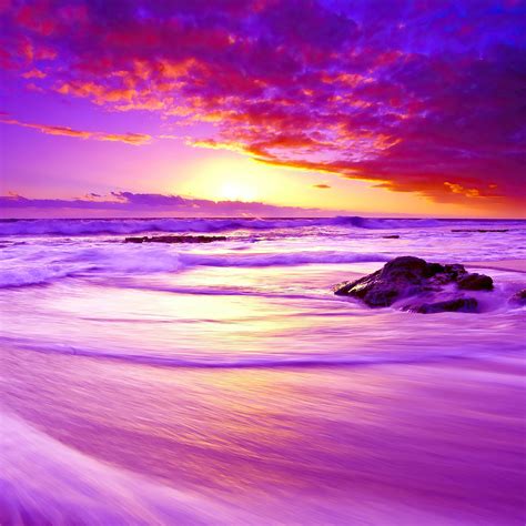 2048x2048 Purple Beach Sunset 4k Ipad Air Hd 4k Wallpapers Images