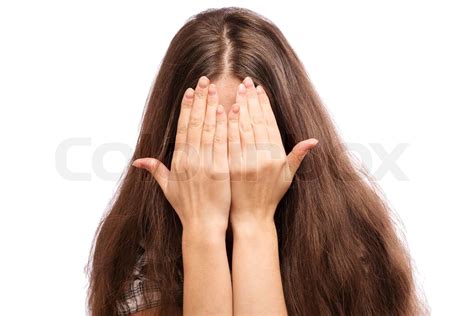 A Woman Covered Her Face With Her Hands Crying Something Is Very Upset Stock Image Colourbox