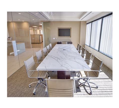 Calacatta White Marble Top Meeting Desk Glossy Conference Table