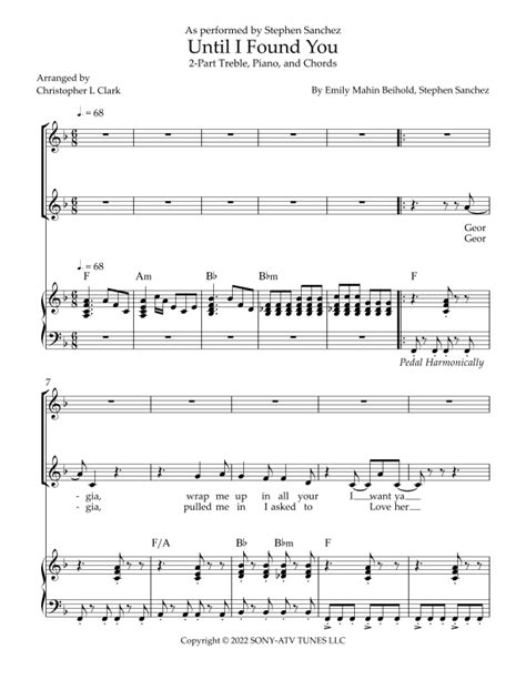 Until I Found You Sheet Music Stephen Sanchez And Em Beihold Part Choir