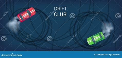 Drift Club Poster Or Web Banner Sport Car Drifting On Race Track