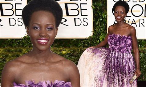 Lupita Nyongo Stuns In Strapless Floral Gown At Golden Globes Floral