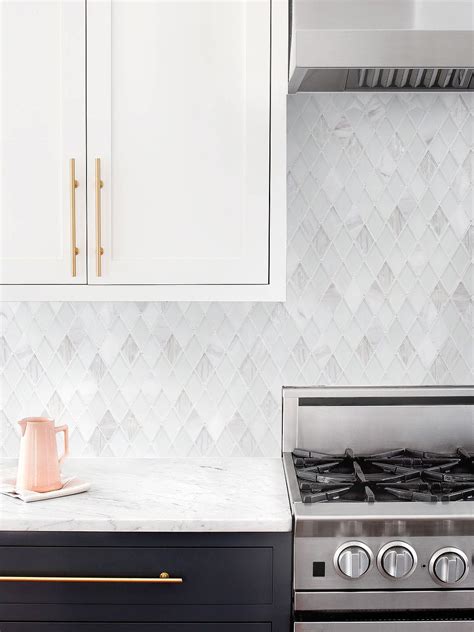 Elegant White Rhomboid Backsplash Tile Keuken Inspiratie Keuken Wandtegels