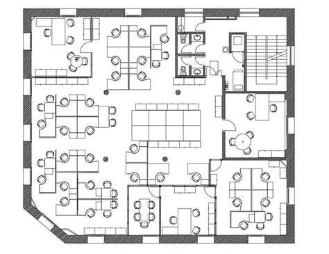 Office Plan With Furniture Blocks 2d View Layout File In Autocad Format