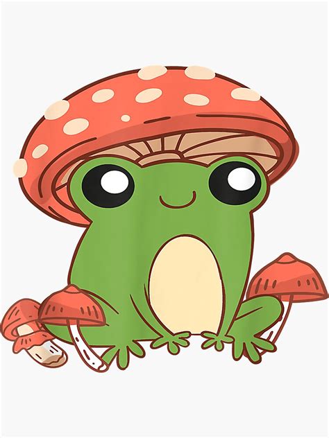 Frog With Mushroom Hat Cute Cottagecore Aesthetic Sticker For Sale By Edwardgold24k Redbubble