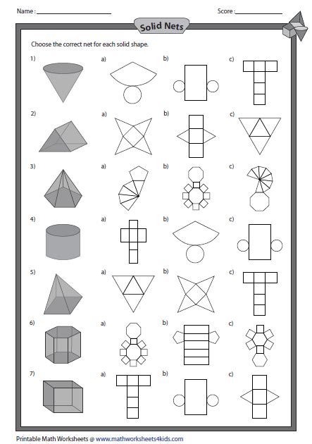 Solid Net And Shapes Maths 2d And 3d Shapes Shapes Worksheets Math