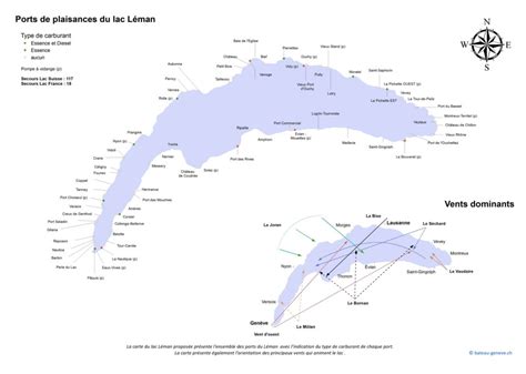 Carte Des Ports Et Des Vents Dominants Du Lac Léman