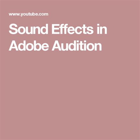 Sound effects and sound design ideas using your voice and the native generate tones, noise and speech abilities of adobe audition cc. Sound Effects in Adobe Audition | Adobe audition, Audition ...