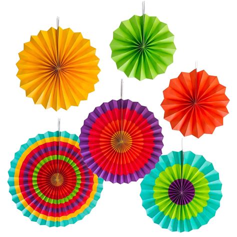 Fiesta Colorful Paper Fans Round Wheel Disc Southwestern Pattern Design