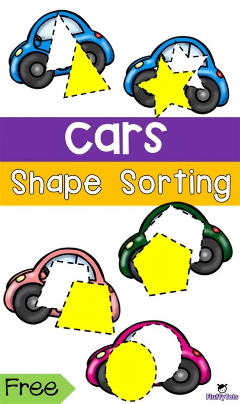 Car Shape Sorting Printables FREE Shapes To Be Sorted Transportation Prebabe