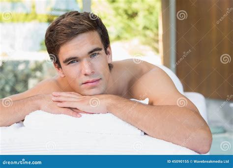 Man Lying On Massage Table At Spa Center Stock Image Image Of Shoulders Male 45090155