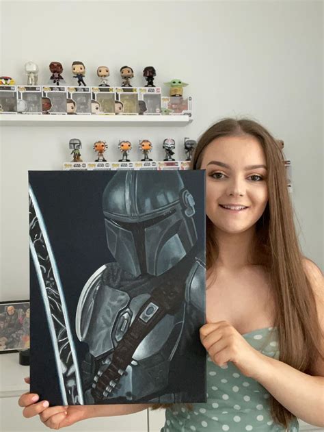 Mandalorian Dark Saber Acrylic Painting On Canvas Star Wars Fan Art