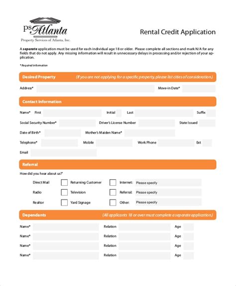 Free 13 Sample Rental Application Forms In Pdf Excel Ms Word