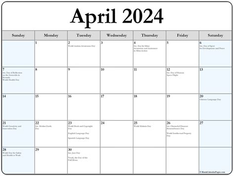 April 2024 Calendar Printable With Holidays 2023 Nov 2024 Calendar