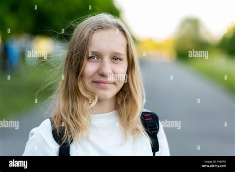 Portrait Of A Beautiful Little Girl Summer In Nature Close Up Of A