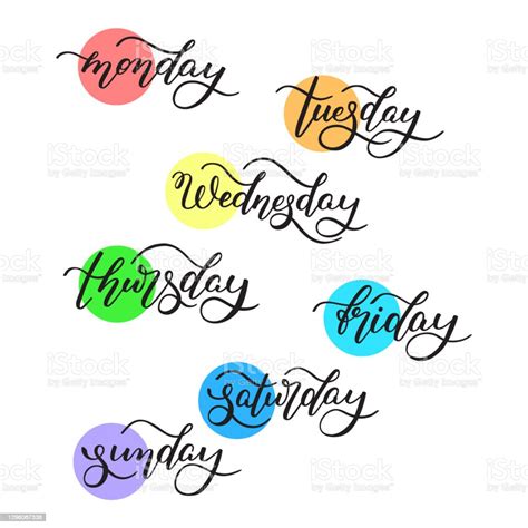 Lettering Days Of The Week Monday Tuesday Wednesday Thursday Friday
