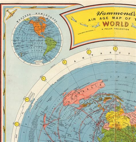Air Age Map Of The World A Polar Projection Map Print Etsy