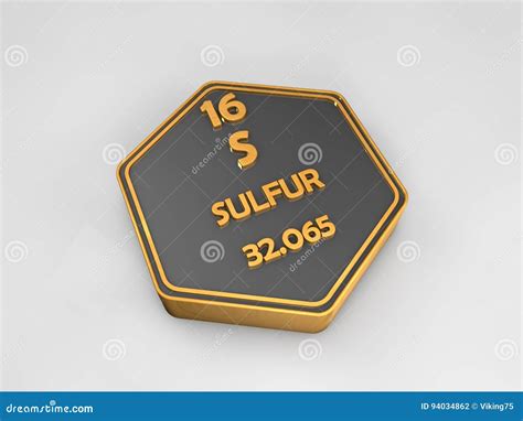 Sulfur S Chemical Element Periodic Table Hexagonal Shape Stock