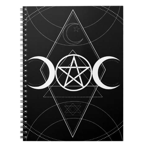 Triple Moon Luna Geometry Pentagram Wicca Wiccan Notebook