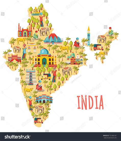 India Map Travel Tourism Background Vector Stok Vektör Telifsiz 731486197 Shutterstock