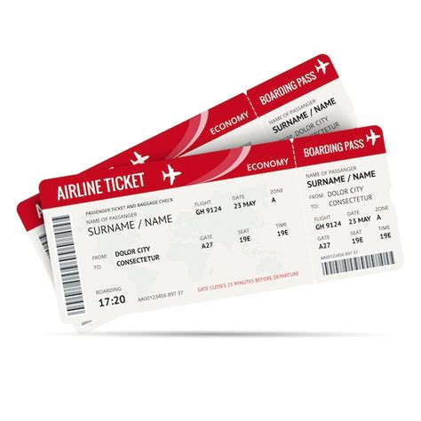 Premium Vector Airline Ticket Or Boarding Pass For Traveling By Plane Isolated On White