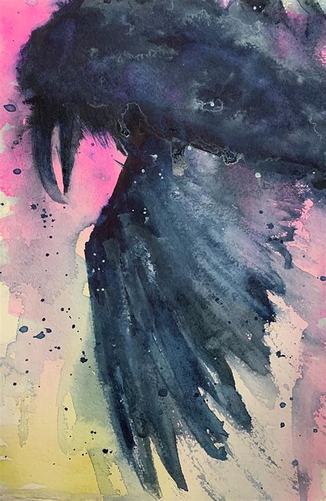 Raven In Flight Painting By Christine Marie Rose Fine Art America