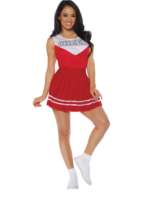 Red Cheerleader Adult Women S Costume Top Skirt School Spirit Cheer