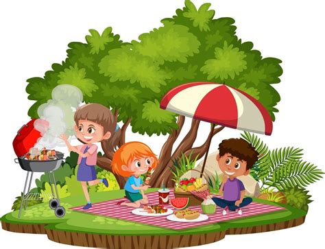 Kids Picnic In The Park Isolated 2600061 Vector Art At Vecteezy