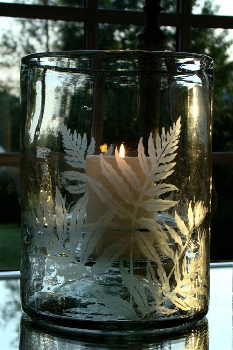 The Illuminated Leaf Hand Etched Recycled Glass Candle Holder