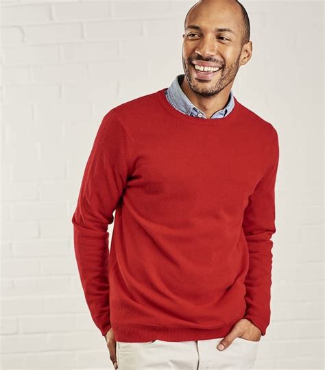 Red Mens Cashmere And Merino Crew Neck Sweater Woolovers Us