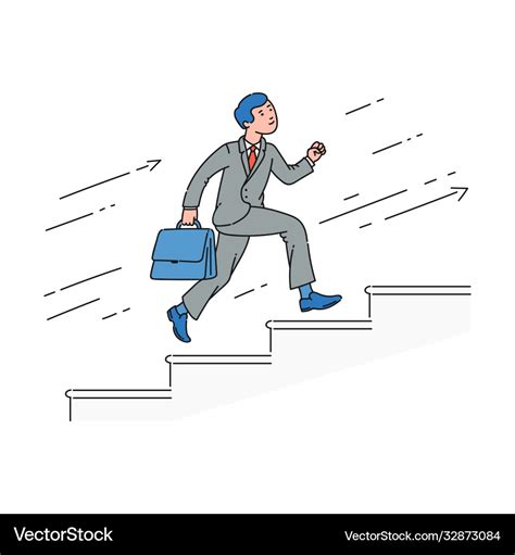 Cartoon Businessman Running Up Stairs Royalty Free Vector