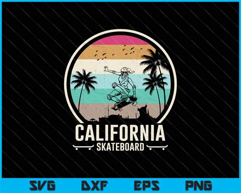 California Skateboard Skater Girl Vintage Svg Png Files Creativeusarts