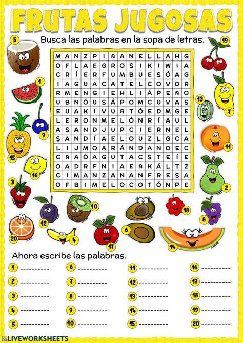 Ejercicio De Sopa De Letras Frutas Y Verduras Hot Sex Picture