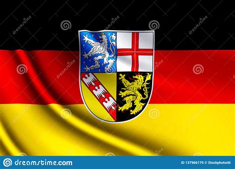 Saarland Germany Realistic Flag Illustration. Stock Illustration ...
