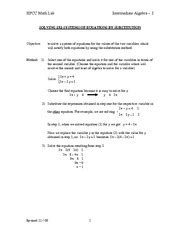 Free quadratic equations solved quetions class10. Solving 2x2 System of Equations by Substitution Review - Intermediate Algebra 2 HFCC Math Lab ...