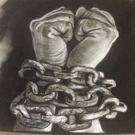 Charcoal Drawing Chained Hands Charcoaldrawing Charcoal Chains Hands Bound Trapped
