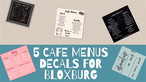 Bloxburg Menus Bloxburg Menu Bloxburg Roblox Decals Cafe Sign