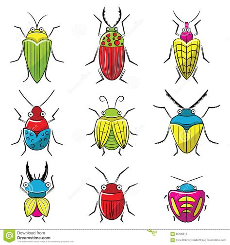 Small Funny Vector Bugs Icon Set Stock Vector Illustration Of Icon