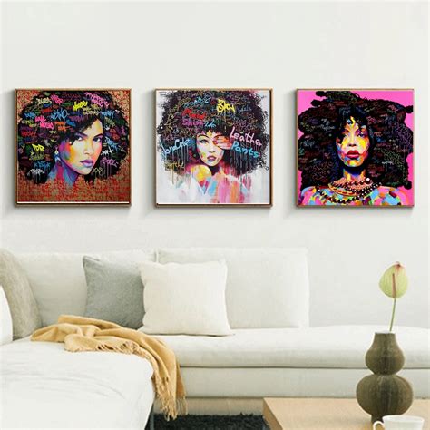 African American Black Art Abstract Portrait Wall Afro Poster Canvas