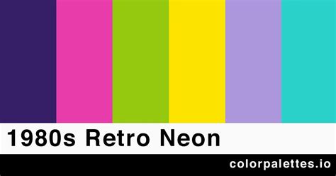 Neon 80s Color Palette Color Palette Bright Retro Col