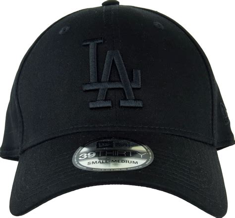 Los Angeles Dodgers New Era 3930 League Essential All Black Stretch Fit Baseball Cap Fitted