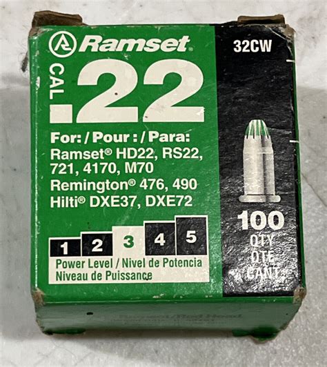 Ramset 22 Cal Power Level 3 32cw Loads Green Tip Box Of 94