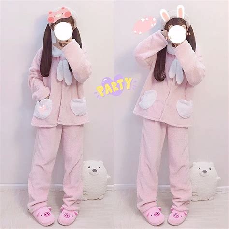 Pinkblue Kawaii Angel Wings Plush Pajamas Sp13300 Spreepicky Warm