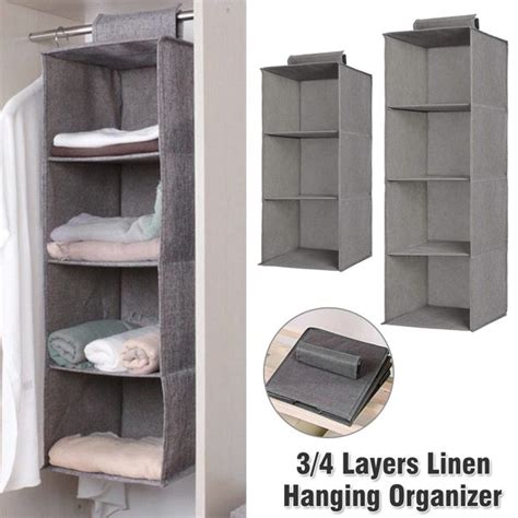 Featuring 3 closet rods that expand from 30 in. TSV Hanging Closet Organizer, 3/4-Shelf Hanging Clothes ...