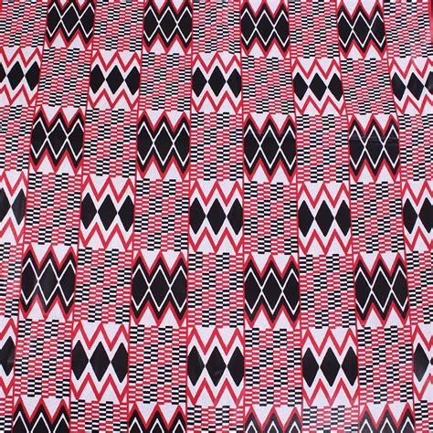 African Red And White Kente Waxed Fabric New 5001