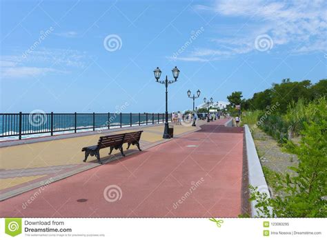Sochi Russia 14 July 2018 Seaside Promenade In Adler Near The