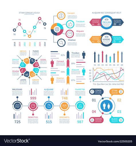 Infographic Charts Infochart Elements Marketing Vector Image