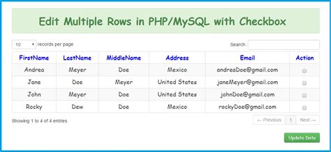 Update Multiple Rows In Php Mysql With Checkbox Sourcecodester