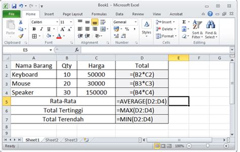 Ulangan Soal Tik Microsoft Excel Materi Rumus Dan Fungsi Materi Soal